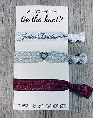 Infinity Collection Hair Ties Maroon 3pcs Will You Help Me To Tie The Knot Junior Bridesmaid Accessories Bridesmaid Elas