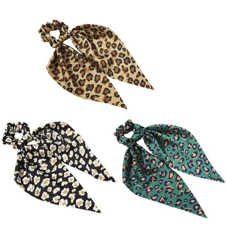 RTTYOA 3 Packs Scarf Scrunchies Polka Dot Daisy Flower Hair Scarf Scarves Satin Silk Long Tails Scrunchy Bowknot Hair Ba