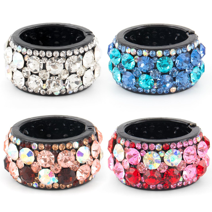 AUEAR 4 Pack Brushed Metal Expandable Hair Cuff Ponytail Holder Elastic Tie for Women Girls Thick Rings Set Style 5