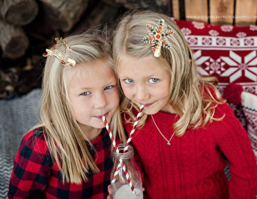 Christmas Hair Pins for Women Girls Rhinestone Crystal Snowflake Reindeer Wreath Xmas Tree Hair Clips Barrettes Accessor