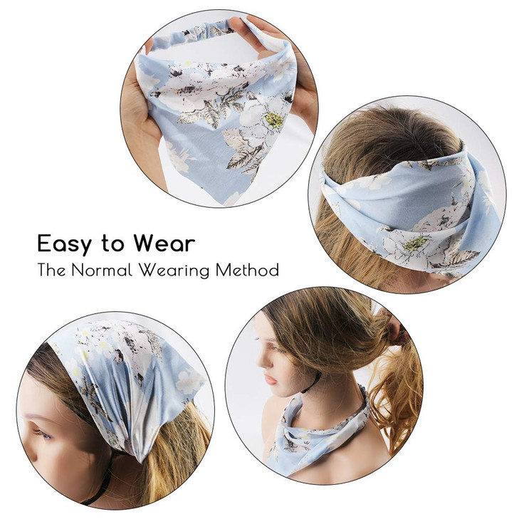 TOBATOBA Beautiful Floral Chiffon Headbands 5 Pcs Boho Elastic Thin Fashion Headbands for Women