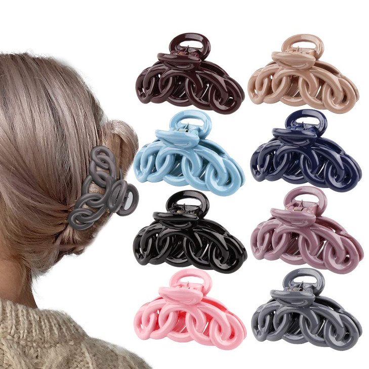 Canitor Hair Clips Set 8PCS Banana Claw Clips for Thin Hair NonSlip Vines Twining French Design Barrettes