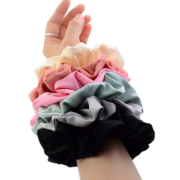 Simnice Oversized Blush Theme Large Hair Scrunchies Satin Elastics Scrunchy Bobbles Soft Hair Bands Hair Ties Hair Acces