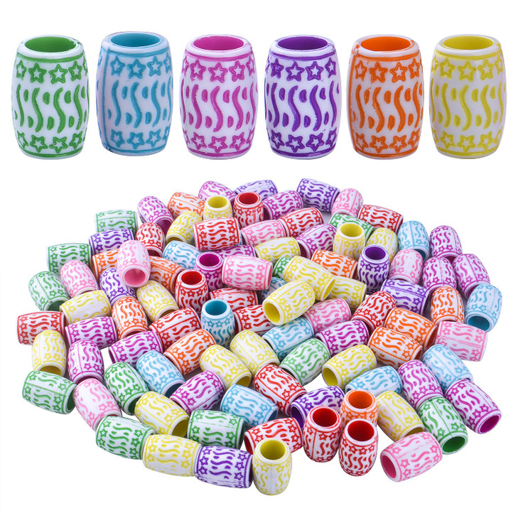 BronaGrand 100pcs Mixed Colors Resin Cylindrical Dreadlocks Beads Hair Tube Beads Loose Beads for Hair Braiding Decorati