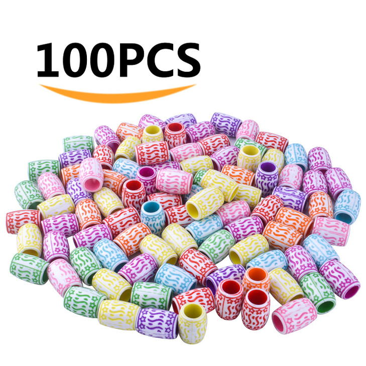 BronaGrand 100pcs Mixed Colors Resin Cylindrical Dreadlocks Beads Hair Tube Beads Loose Beads for Hair Braiding Decorati