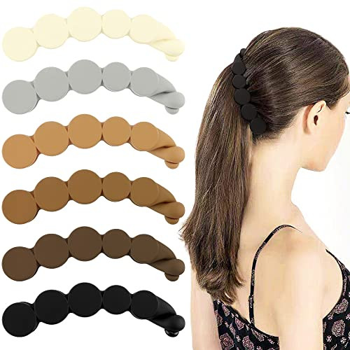 AHONEY 6 Pack Large Banana Hair Clips for Thick Hair 5 Non Slip Strong Hold Ponytail Clips for Women Fine Hair Curly Hai