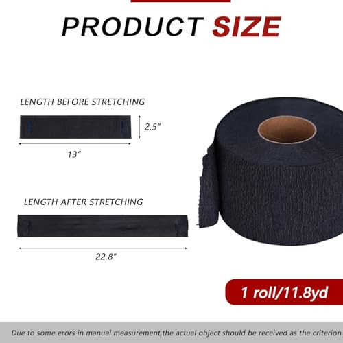 Erioctry 2 Rolls 200Counts Black Disposable Barber Neck Paper Strips Professional Stretchy Paper Neck Bands Hairdressing