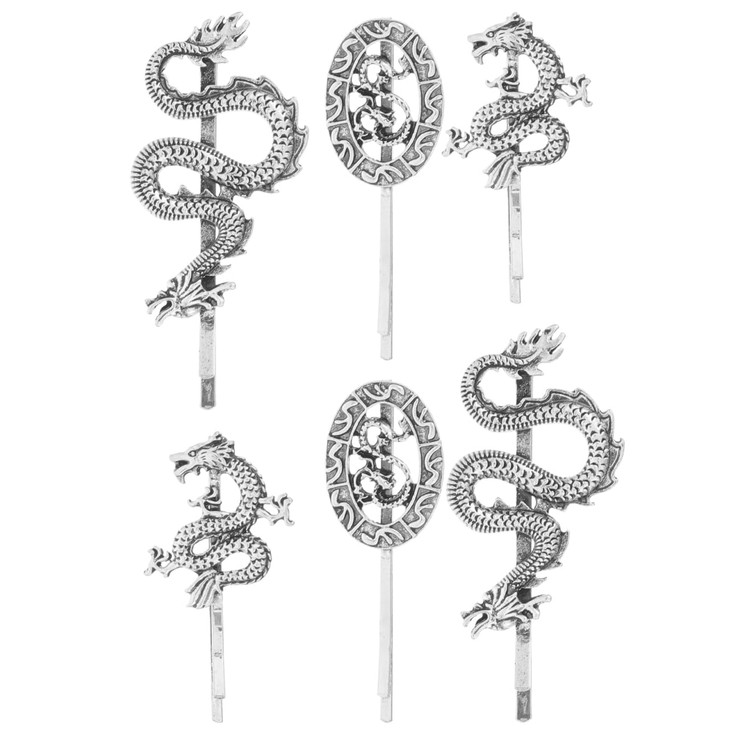 LALAFINA 6pcs Metal Hairpins Dragon Retro Headdress Girls Accessories Women Clip Barrettes Pin Metal for Punk Hairpins C