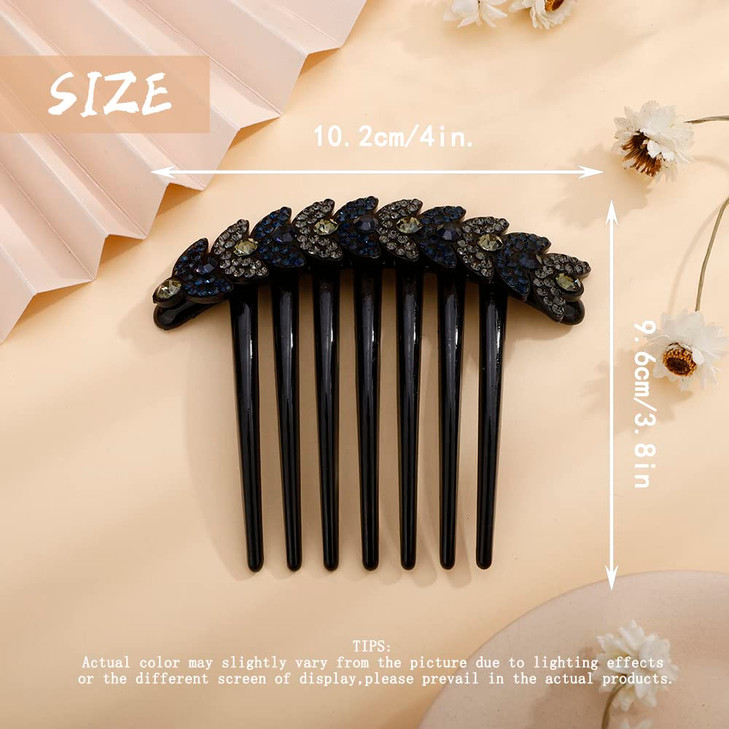 Aimimier Boho Rhinestone French Hair Combs Leaf Crystal Hair Clips for Thick Thin Hair Wedding Hair Accessories for Wome