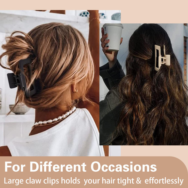 Square Claw Clips Hair Claw Clips for Women Girls 41 Large Nonslip Hair ClipsRectangular Hair Clips Acrylic Banana Jaw C