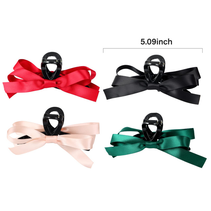 MHDGG Big Bow Hair Claw Clips for Women4pcs Bow Hair Barrette Nonslip Claw Clip for Thin Thick Curly HairBow Hair Dress