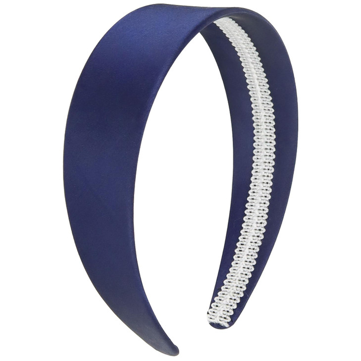 Wecoe Navy Blue Headband 16 Inch Wide Silk Satin Headband Women Non Slip Fashion Plain Head Band Solid Hair Band DIY Hol