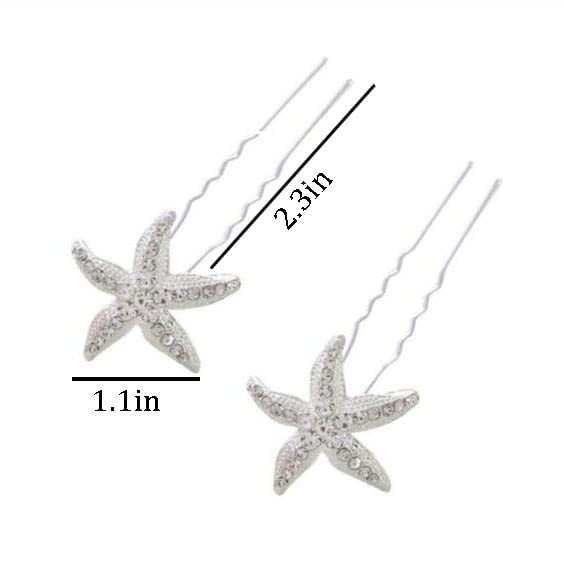Aluinn Fashionable Starfish Hairpin Crystal Rhinestone Hair Pins Headwear Marine Life Hairpin Beach Wedding Hair Accesso