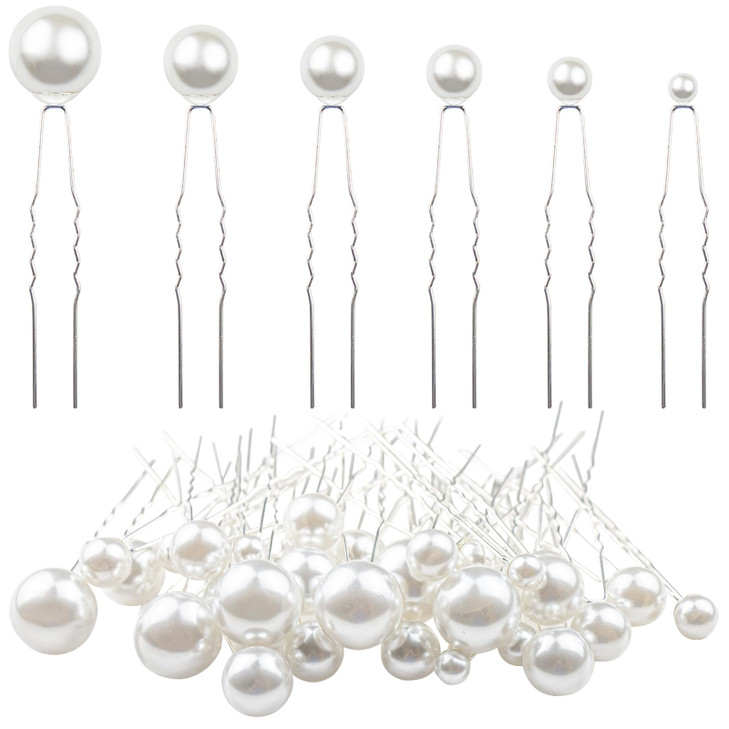 ELANE 36 Pcs Pearl Hair Pins and Bridal Accessories with Pearl Bobby Pins for Wedding Hairstyles Silver