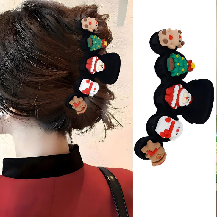 Christmas Hair Claw Clips for Christmas Hair Accessories 1Pcs Hair Grab Clip Back Head Hair Bun Shark Clip Cute Santa Cl