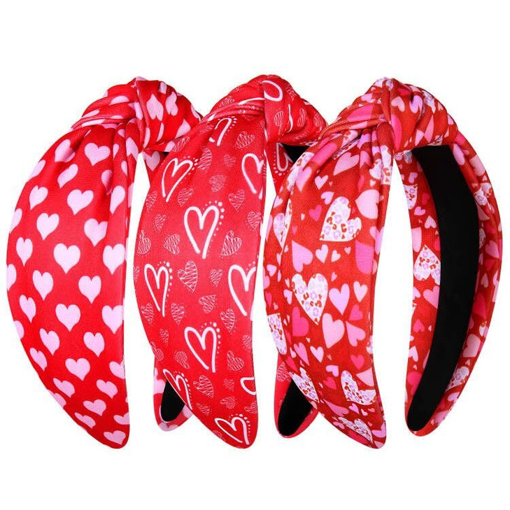 NVENF Valwntines Day Heart Headband for Women Red Heart Knotted Headbands Valentines Hair Accessories Holiday Gifts Vale