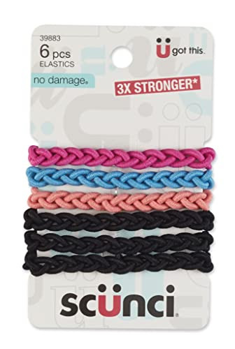 Scunci Everyday and Active Strand Elastics Assorted Colors 6Pcs per Pack 1Pack