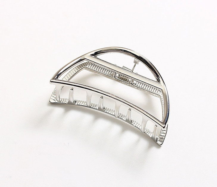 Vintage Metal Hair Claw Hair Jaw Clips Hair Clamp Accessories for Women Semicircle Silver