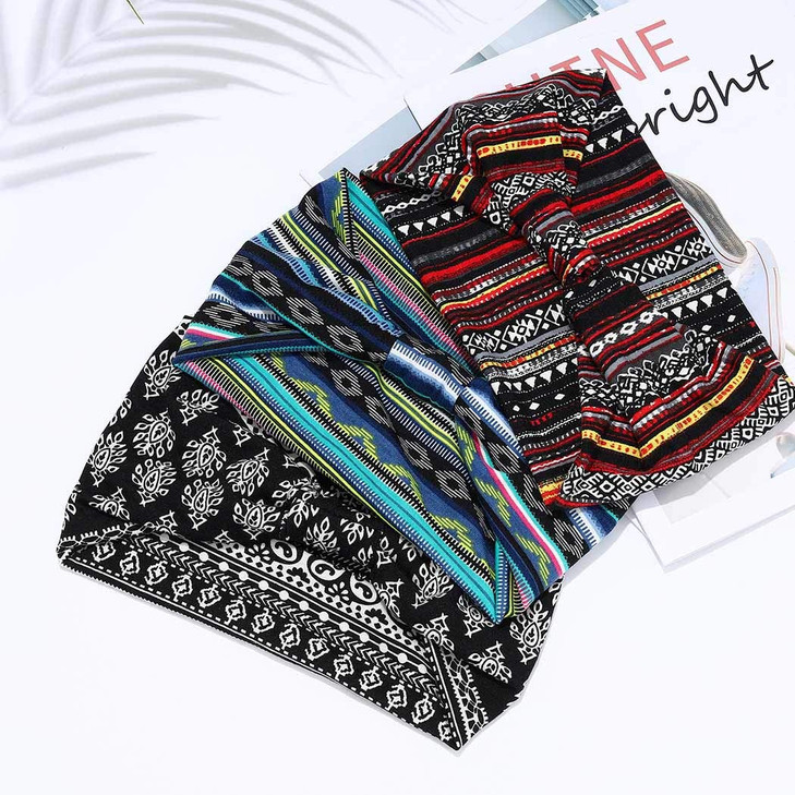 GORTIN Boho Headbands Stretch Wide Hair Bands Black Elastic Yoga Sweatband Knoted Turban Headband Cloth Twist Head Wraps