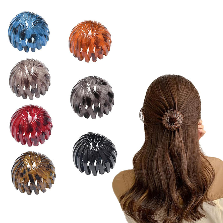 AUEAR 7 Pack Birds Nest Magic Hair Clip Hair Accessories for Women Ponytail Ties Bun Maker Scrunchies for Thick Thin Hol
