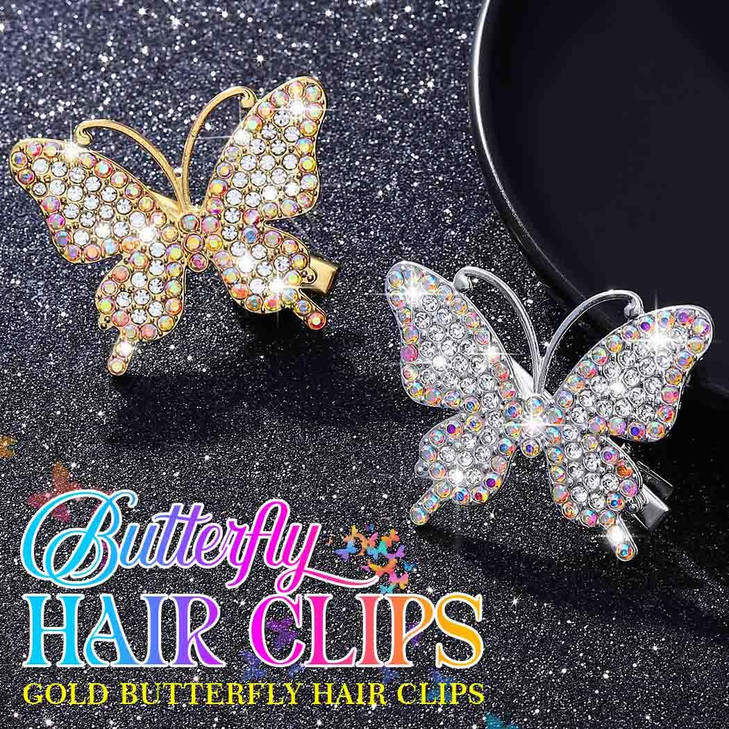 BARTOSI Butterfly Hair Clips Sparkly Rhinestone Hair Barrettes Butterflies Hair Accessories for Women and Girls Pack of