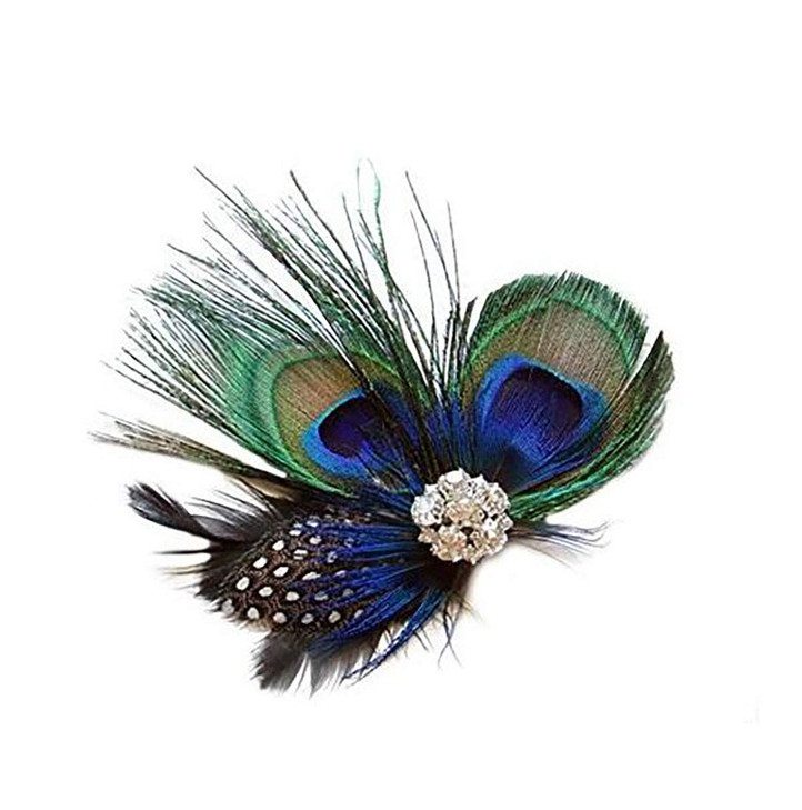 Women Bohemian Peacock Feather Hair Clip Hair Pin Elegant Fascinator Wedding Dance Party Headdress Headwear Hair Accesso
