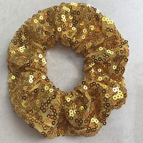 4 Pcs Sequin Hair Scrunchie Hair Bobbles Metallic Elastics Ponytail Holders Hair Wrist Ties Bands Cloth Scrunchies for S