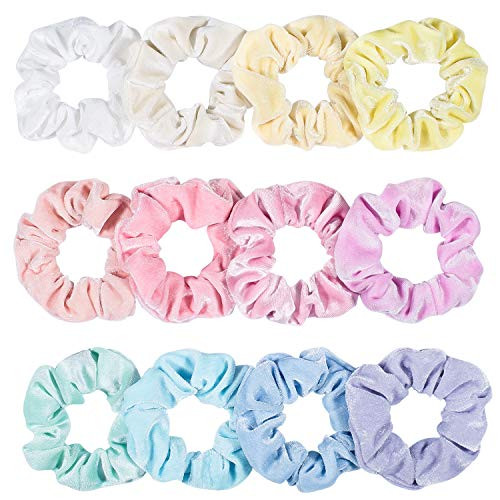 Whaline Pastel Hair Scrunchies Elastic Scrunchy Bobbles Velvet Hair Bands Boho Soft Hair Ties Hair Accessories for Girls
