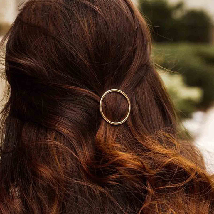 Yheakne Circle Hair Clip Barrette Hollow Round Gold Hairpin Minimalist Bobby Pin Geometry Metal Hair Accessories for Wom
