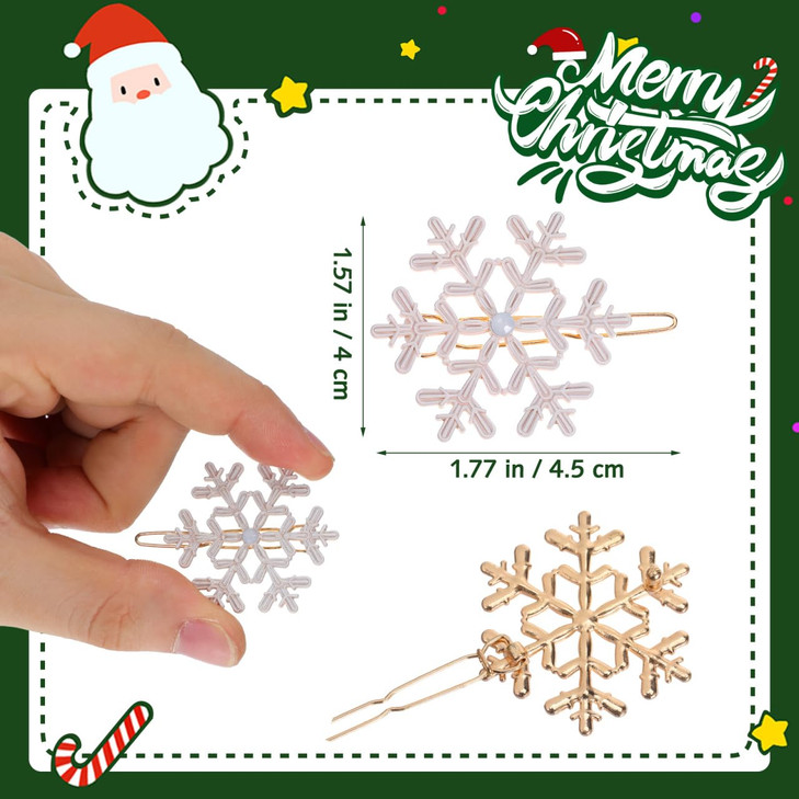 Lurrose Christmas Snowflake Hair Clips 8Pcs Snowflake Hair Barrettes Gold Shiny Bobby Pins Xmas Hair Styling Tools for C