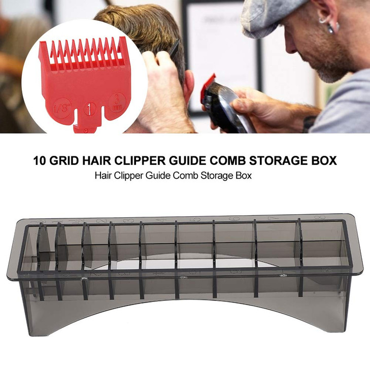 Joyzan Clipper Guard Holder Comb Storage Grid Organizer with 10 Slots Professional Barber Hair Case Set Barbershop Unive