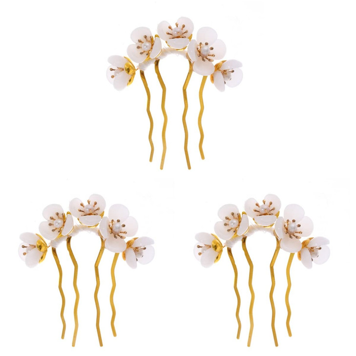 Beaupretty Chinese Antique Hair Stick Set of 3 Vintage Petal Hair Pins Traditional Chopsticks for Women Elegant Accessor