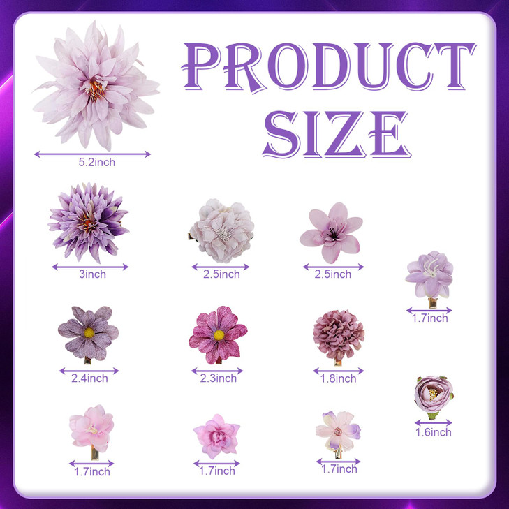 LACGO 24 PCS Flower Hair Clips Rose Hair Pins Floral Brooches Bridal Headpieces for Women Girls Wedding Christmas New Ye