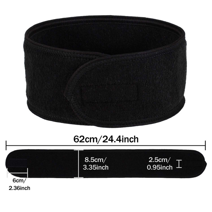 Whaline Spa Facial Headband Head Wrap Terry Cloth Headband 4 Counts Stretch Towel for Bath Makeup and Sport Black