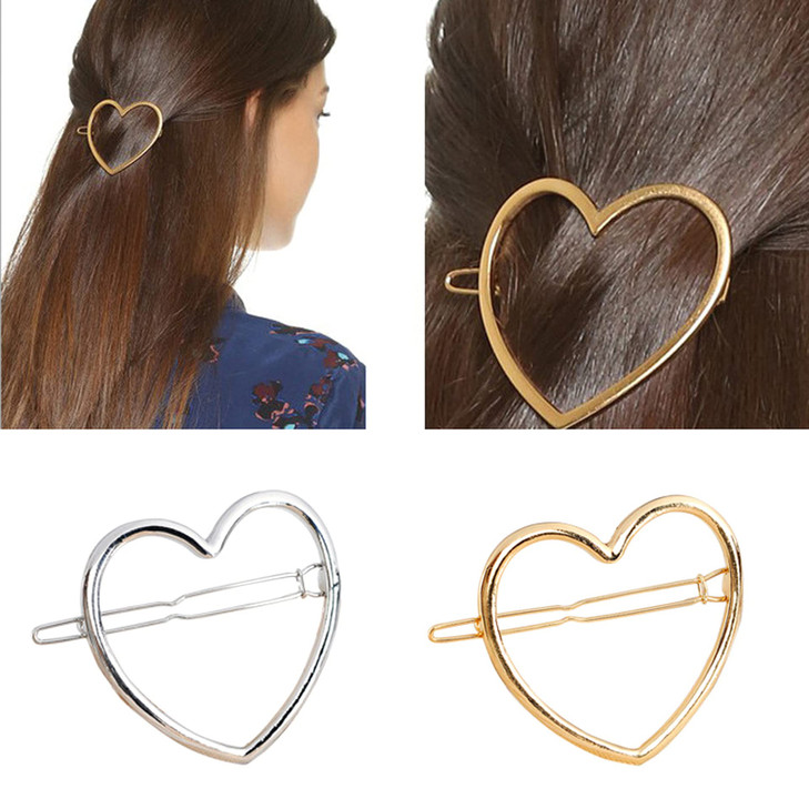 Numblartd 2 Pcs Hollow Smooth Love Heart Hair Pins Clip Fashion Cute AllMatch Hairpin Side Clamp Liu Hai Horse Tail Clip