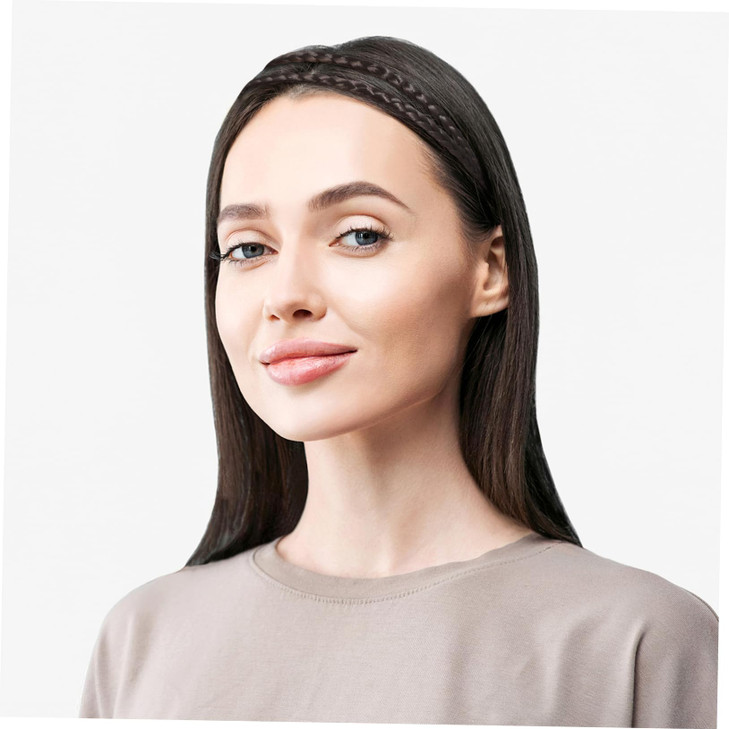 Lurrose Synthetic Hair Braided 4PCS Headband Classic Wide Strands Wedding Disorderly Fluffy Braids Wig Band Women Beauty