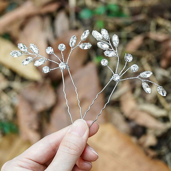 Unicra Bride Wedding Crystal Hair Pins Bridal Rhinestone Hair Pieces Wedding Hair Accessories for Women and Girls Pack o