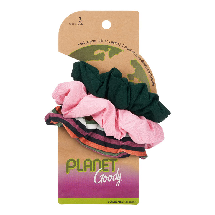 Goody Planet Goody Ouchless Hair Scrunchie 3 Count Assorted Camilla Stripe Hair Accessories for Women and Girls