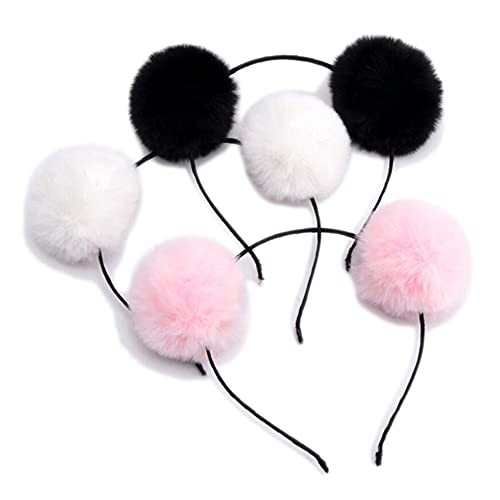 vipolish PomPom Cat Ear Headband 3PCS Fluffy Pom Ball Hair Styling Accessories for Women Girls