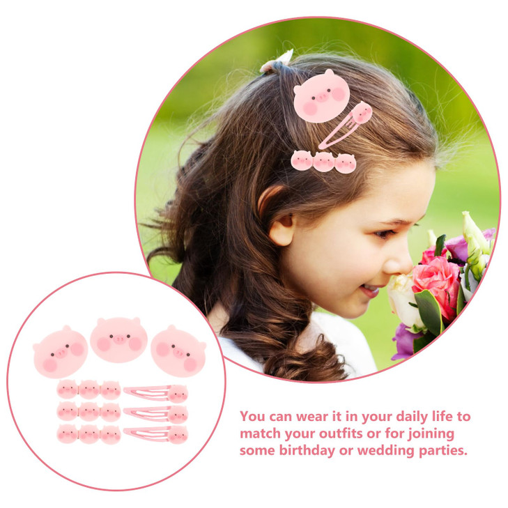 9pcs Hairpin Pink Decor Bangs Hair Clip Hair Accessories for Girls No Slip Snap Barrettes Girl Cartoon Hairpin Zinc Allo