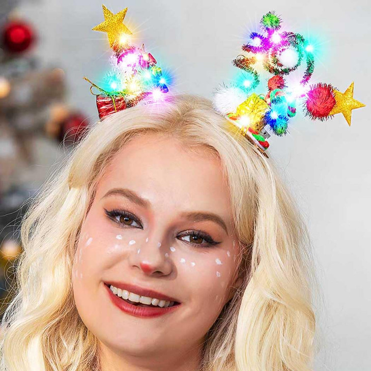 BARTOSI Light Up Christmas Hair Clips LED Xmas Hair Clip Christmas Hair Accessories for Women and Girls Pack of 2