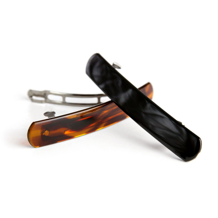 GOODY Classics Rounded Hair Barrette Black Tortoise 3 Count