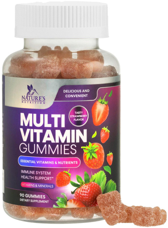 Multivitamin Gummies for Adults - Daily Adult Multivitamins Gummy with Vitamins A, C, D, B12 for Women & Men, Immune Support Gummy Multivitamins Supp