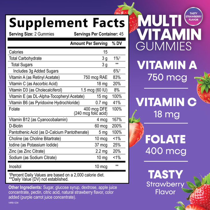 Multivitamin Gummies for Adults - Daily Adult Multivitamins Gummy with Vitamins A, C, D, B12 for Women & Men, Immune Support Gummy Multivitamins Supp