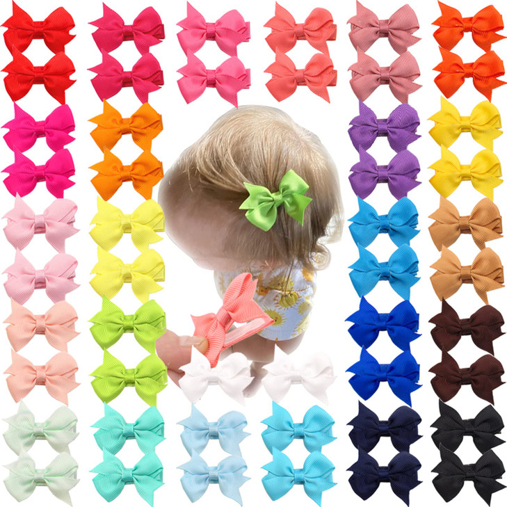 CLLOT Baby Hair Clips 50Pcs Tiny 2 Baby Hair Bows Fully Covered Barrettes Clips for Baby Girls Infants and Toddlers25 Co