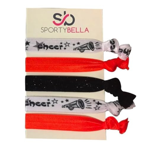 Infinity Collection Orange Hair Ties No Crease No Tug Elastic Ponytail Holders for Girls Women Cheerleaders Teams Coache