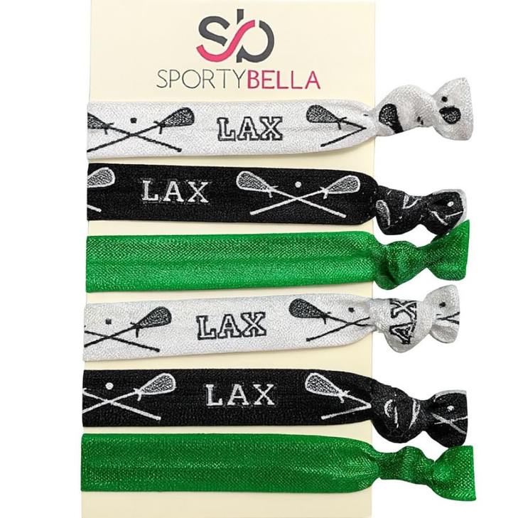 Infinity Collection Lacrosse Hair Accessories No Crease Lacrosse Hair Ties for Lacrosse Players Teams Moms Coaches Green