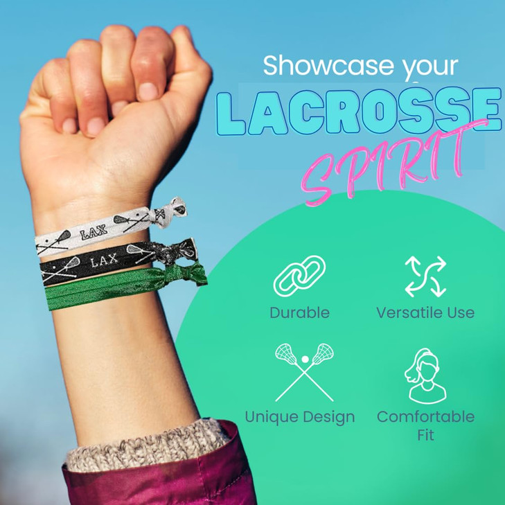 Infinity Collection Lacrosse Hair Accessories No Crease Lacrosse Hair Ties for Lacrosse Players Teams Moms Coaches Green