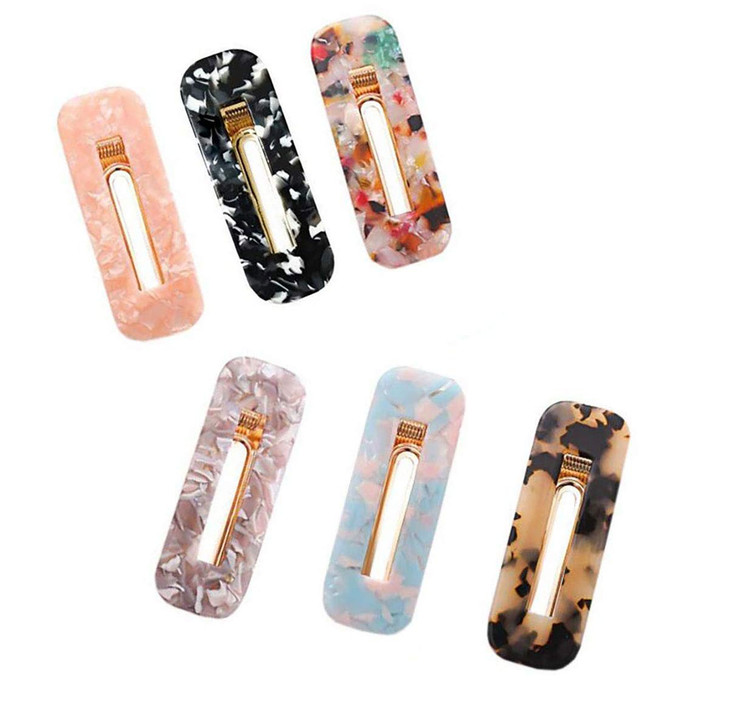 Suoirblss 6pcs Vintage Duckbill Clamps Resin Alligator Hair Clips Marble Pattern Hairpins Hair Accessories for Women Sty
