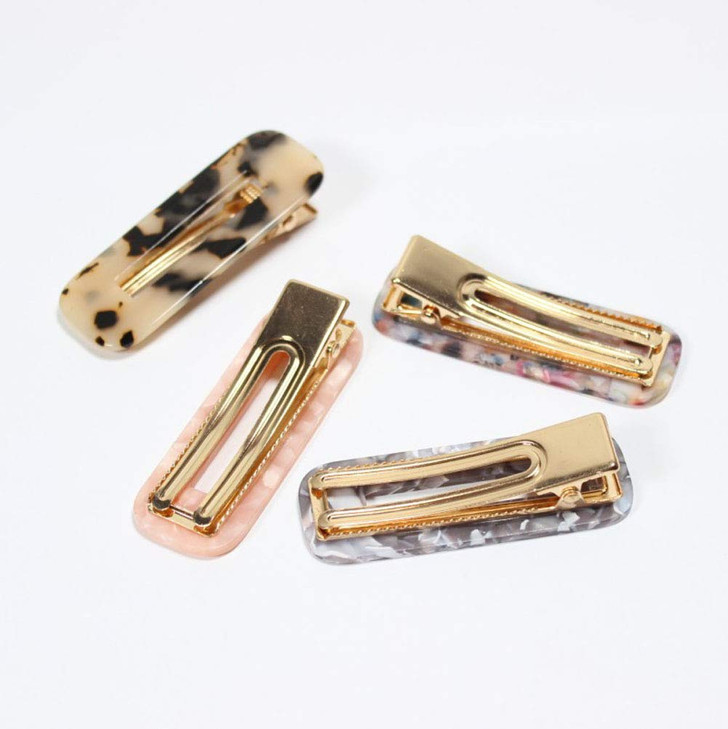 Suoirblss 6pcs Vintage Duckbill Clamps Resin Alligator Hair Clips Marble Pattern Hairpins Hair Accessories for Women Sty